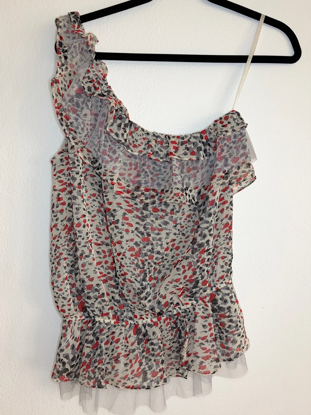 One-Shoulder Ruffle Chiffon Top